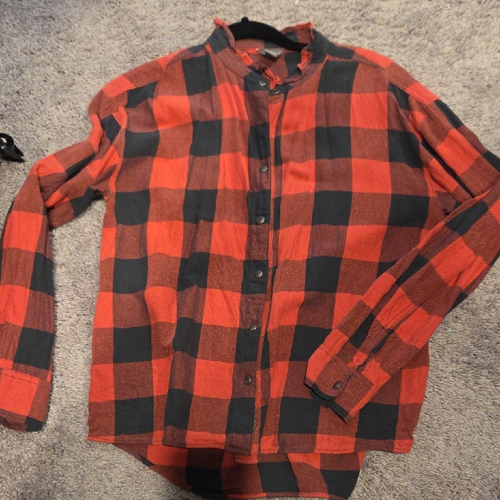 Eddie Bauer Red and Black Buffalo Plaid Button-Down Shirt